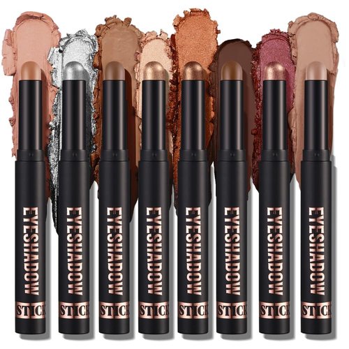 Ofanyia 8 Colors Cream Eyeshadow Stick, Matte and Shimmer Eye Brightener Stick Eyeshadow Pencil, Long Lasting Waterproof Eye Shadow for Eye Makeup