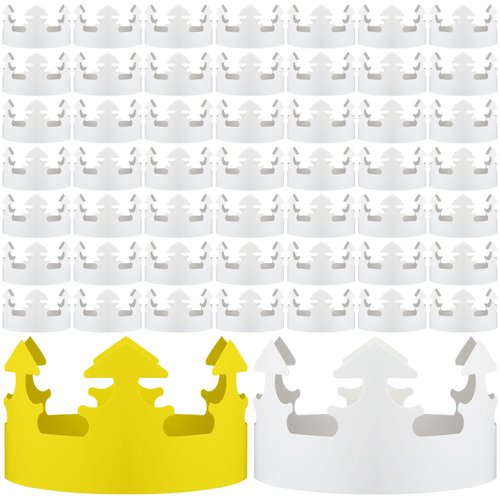 Jetec 100 Pcs White Paper Crowns Kids DIY Birthday Crowns for Classroom Birthday Party Hats Decorations Baby Shower Supplies (Classic)