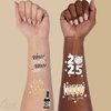 Ovasorve New Years Eve Party Supplies 2025 Temporary Tattoos 40 Gold Silver Foil Styles NYE Party Favors Happy New Years Decorations 2025 NYE Decor