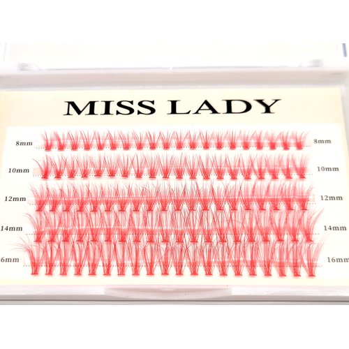 Colored Red Lash Clusters, 3D Volume 20D Curl C, Thickness 0.10mm, Length 8-16mm Mixed Tray, 100 PCS of Red Eyelash Clusters, Faux Mink Red Individual Lash Extensions DIY