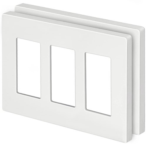 BESTTEN 3-Gang Screwless Wall Plate, USWP4 Off White Series, Decorator Outlet Cover, H4.69” x W6.54”, for Light Switch, Dimmer, USB, GFCI, Receptacle, 2 Pack
