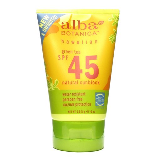 Alba Botanica Hawaiian, Green Tea Sunscreen SPF 50, 3 Ounce (Pack of 4)