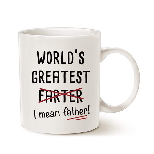 MAUAG Funny Best Dad Coffee Mug, World's Greatest F, I Mean Father, Best Cute Birthday Gifts for Dad Cup White, 11 Oz