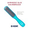 Kent AHGLO02 Airhedz Glo Blue Half Round Narrow Detangling Hair Brush - 9 Row Ionic Anti Static Non Scratch Long Nylon Bristle Great for Detangling and Smoothing Medium to Long Length Hair