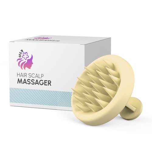KTJJ Hair Scalp Massager, Hair Growth, and Stress Reduction, Silicone Bristle, Weave Design, for Wet or Dry Hair (White)