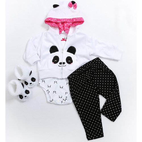18'' Babyfere Reborn Baby Doll Clothes for 17-19 Inch Reborn Newborn Dolls Baby Girl Clothes Accessories Cute Panda 4 Piece Set