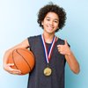 Juvale 12 Pack Basketball Medals for Kids and Adults, Team Participation Trophies, Awards, Party Favors, Red, White, and Blue Stripes 15.5" Ribbon (2 in, Metal, Gold)