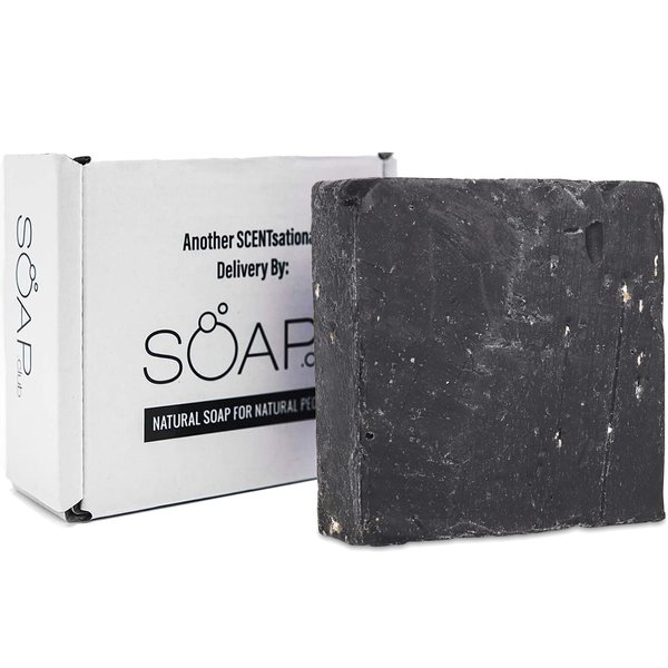 Dead Sea Natural Bar Soap - Handmade Bath Soap for Face and Body - Distinctive Scent Black Soap with Dead Sea Salt, Activated Charcoal - Each Soap bar Box makes a Ideal Gift Set for Men by SOAP CLUB