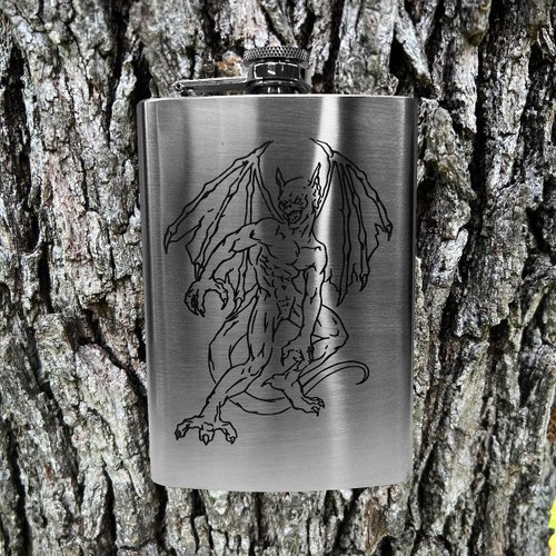 8oz Gargoyle Hip Flask Devil Reaper