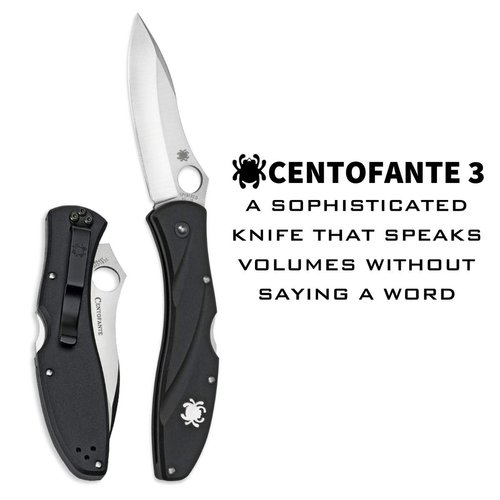 Spyderco CENTOFANTE 3 Prestige Folding Utility Pocket Knife with 3.14" VG-10 Stainless Steel Hollow Ground Blade and Lightweight FRN Handle - PlainEdge - C66PBK3