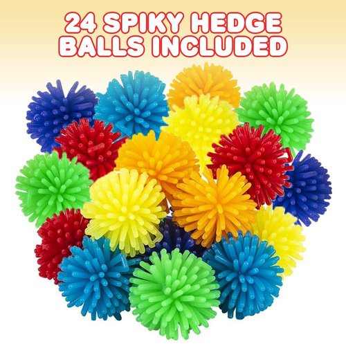 ArtCreativity Spiky Hedge Balls for Kids (Bulk Pack of 24) Soft Sensory Balls in Various Vibrant Colors, Calming Sensory Fidget Toys for Autistic Children, Fun Birthday Party Favors
