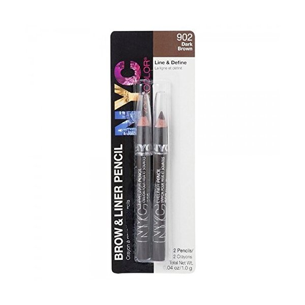 NYC Brow and Liner Pencil Set, Dark Brown 1 Pair