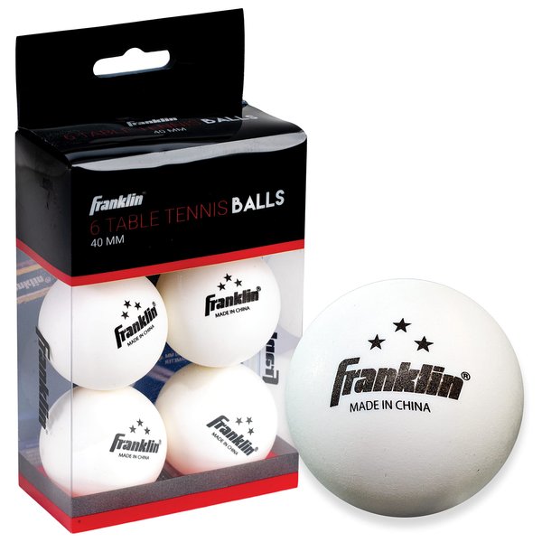 Franklin Sports Ping Pong Balls - 3 Star Official Size + Weight 40mm Table Tennis Balls - Three Star Professional Ping Pong Balls - Durable High Performance Balls - White - 6 Pack