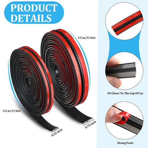 2 Pieces Windshield Trim Windshield Rubber Stripping Car Weather Stripping Car Weather Stripping T Shape Sealing Strip for Car Front Rear Windshield(22 Feet)