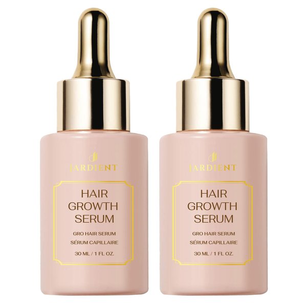 Jardient Hair Growth Serum: Veganic Natural Hair Growth Oil - Hair Loss Treatment for Women and Men - GRO Hair Serum for Thining Hair - Fuller Thicker and Healthier Hair in 90 Days, 2Pack X 1Fl Oz