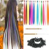 XIAO TAO ZI 39pcs/Lot 20'' Synthetic Rainbow Hair Extensions kit Colored Hair Pieces +50 Pcs Silicone Micro Beads+2 Pcs Crochet Hooks (20 Inches, 39 Pieces)