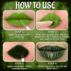 HOSAILY Green Matte Liquid Lipstick Set with Black Eyeshadow Powder, Halloween Goth Lip Gloss Waterproof Longlasting DIY Cute Unique Makeup Lip Stain for Rave Festival Accessories Cosplay Party