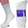 LM 12 Pairs Diabetic Crew Socks Unisex 9-11, 10-13, 13-15 Black Grey White (10-13, White)