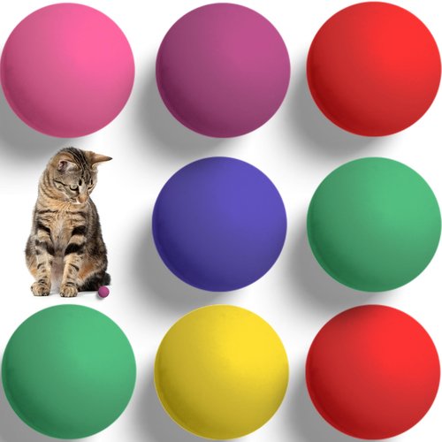 W4W Durable Cat Balls 8 Pack - Interactive Cat Ball Toy - Perfect for Playtime and Chewing Toys - for All Breed Sizes