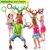 15 Pieces Inflatable Reindeer Antler Ring Toss Game for Christmas Party Games for Kids Adults Holiday Xmas Games Toys for Family School Christmas Carnival Party Supplies (3 Antlers, 12 Rings)
