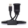 NFHK 1m Waterproof Dustproof 480Mbps USB2.0 Type-A Male to Dual Female Hub Extension Data Power Cable Car Panel Mount Design