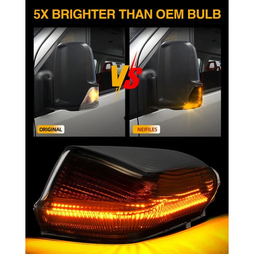 NEIFILES LED Side Mirror Turn Signal Lights Compatible with Mercedes Benz Sprinter W906/ VW Crafter 2006-2021 Amber Mirror Indicator Lamps Smoked Lens