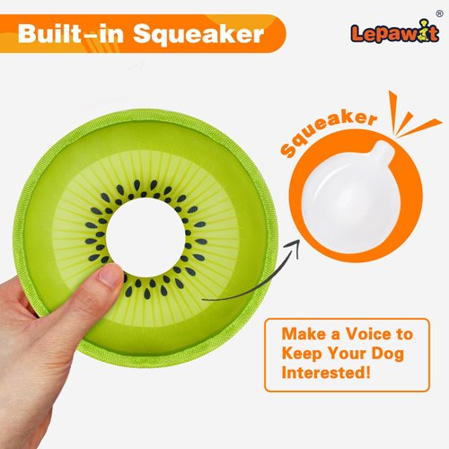 Lepawit Squeaky Dog Toys, Floating Dog Toys for Indoor or Outward Play, Swim Ring Design Interactive Dog Gifts for Small and Medium Dogs - Kiwifruit