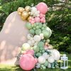 Sage Green Pink Balloon, 60 Packs 12 Inch Olive Green Pink Balloon with Sand White Metallic Gold Balloons for Girls Baby Shower Birthday Jungle Safari Woodland Party Decorations