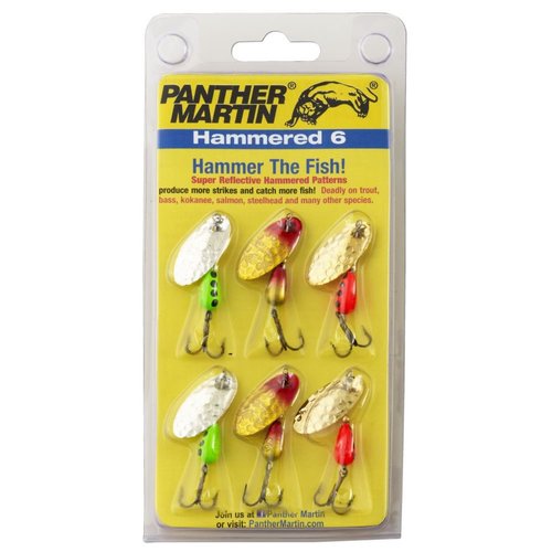 Panther Martin Hammered Spinner Fishing Lure Kit (6-Pack),Gold/Silver