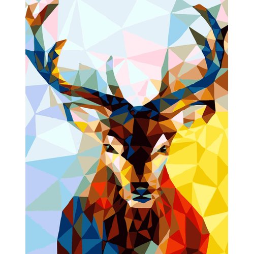 Ciuduled Paint by Number-Geometric Reindeer Portrait,Paint by Numbers Kit for Adults Beginner,Adult Paint by Numbers Kits, Paint by Number for Adults Canvas,Interior Decoration,Christmas Gift