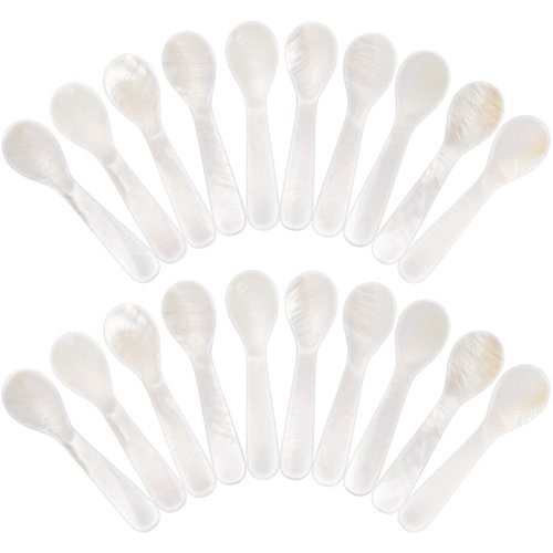 Set of Caviar Spoons Shell Spoon Mother of Pearl Caviar Spoons W Round Handle for Caviar, Egg, Ice Cream, Coffee, Restaurant Serving (20 Pieces,2.83 Inches)