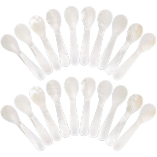 Set of Caviar Spoons Shell Spoon Mother of Pearl Caviar Spoons W Round Handle for Caviar, Egg, Ice Cream, Coffee, Restaurant Serving (20 Pieces,2.83 Inches)