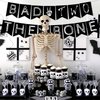 Bad Two the Bone Banner, 2nd Birthday Party Decorations, Rock N Roll Bone Skull Second Birthday Decoration, Born to Rock Music Theme 90s Birthday Party Supplies Black for Boys Kids