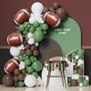Football Balloon Garland Arch Kit 131Pcs Sage Green and Coffee Brown Balloons with Football Foil Balloon for Touch Down Rugby Super Bowl Sport Theme Party Decorations
