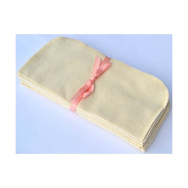 1 Ply Organic Birdseye Washable Baby Wipes 9x9 Inches Set of 10 Matching Organic Cotton Thread