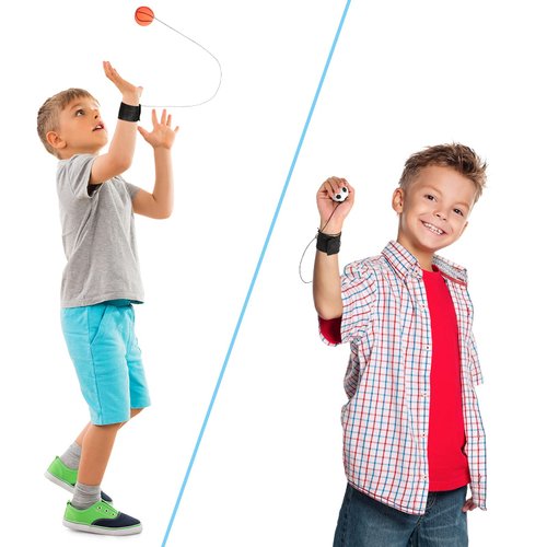 Skylety 24 Pieces Wrist Return Ball Rubber Sport Ball with Wrist Strap and String Rebound Bouncy Balls Wrist Rebound Toy on Elastic String Ball Wrist Toy for Teens Adults Wrist Exercise Play