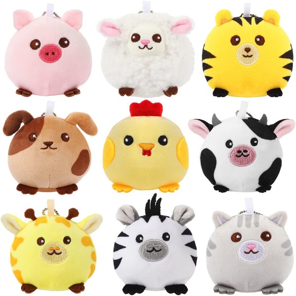 Skylety 9 Pcs Mini Stuffed Animals Bulk 3.15 Inch Cute Farm and Forest Animals Plush Toys for Kids Birthday Gifts Easter Stocking Stuffers Baby Shower Charity Donation Classroom Prizes(Regular Style)