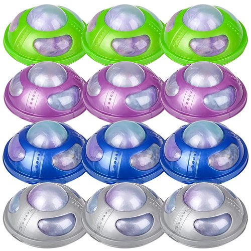 UFO Alien Rainbow Slime - 3" (Pack of 12) - Assorted Color, Non-Stick, in Assorted Storage Containers, Ideal Party Favors and Game Prizes