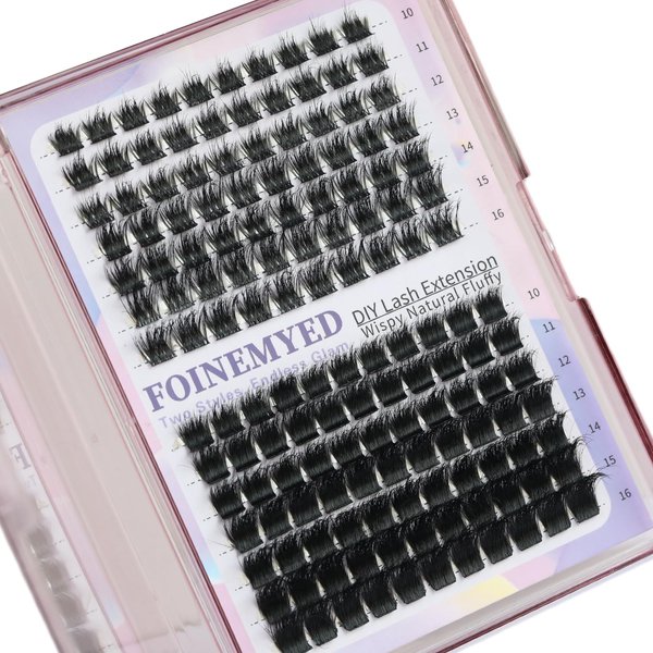 2 Style Lash Clusters Spiky Manga Lashes Cluster and Fluffy Volume Lashes D Curl Wispy Long Thick Eyelash Extensions 10-16mm False Eyelashes by FOINEMYED