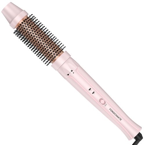 FONGCHAKTE Thermal Brush, 1.5 Inch Heated Round Brush Curling Iron, Curling Brush with Anti-Scald Nylon Bristles, Instant Heat Up Thermal Round Brush Dual Voltage for Travel, Europe, Professional