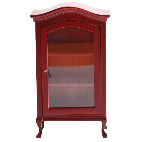 Dollhouse Furniture Display Shelf 1:12 Scale Miniature Bookshelf Cabinet Decoration Classic Wooden Storage for Mini Artificial House Accessories (red)