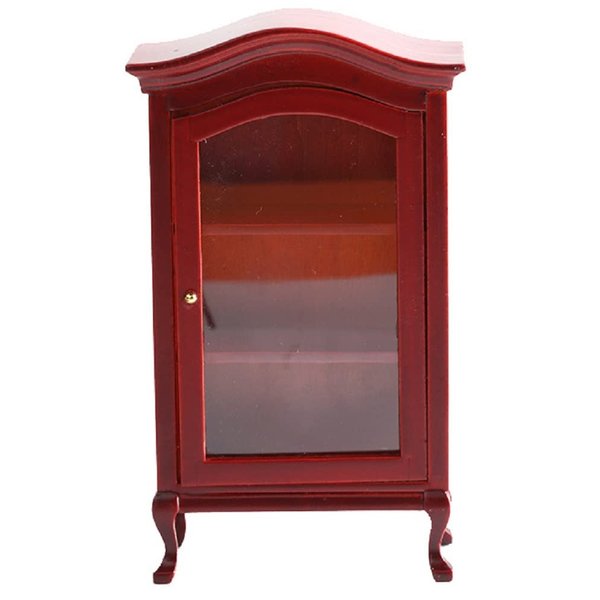 Dollhouse Furniture Display Shelf 1:12 Scale Miniature Bookshelf Cabinet Decoration Classic Wooden Storage for Mini Artificial House Accessories (red)