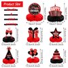 8 Pieces Red and Black Birthday Party Honeycomb Centerpieces Red Black Table Centerpieces Decorations Red Table Centerpiece Sign for Kids Adults Party Supplies