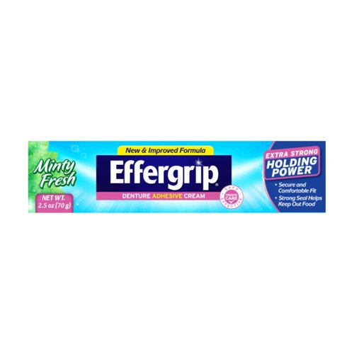 Effergrip Denture Adhesive Cream, Extra Strong Holding Power, 2.5 oz. (Pack of 2)