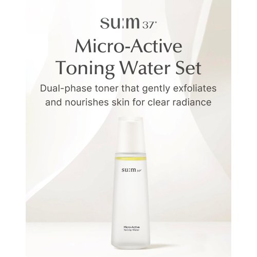 Christmas Gifts SU:M Micro-Active Toning Water (5.07 fl oz) - Dual-Phase Gentle Exfoliating Toner with Low-Irritation, Improved Skin Texture & Radiance Boost, Korean Skin Care. PHA, Biopeptide.