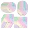40pcs Iridescent Diamond birthday Party Supplies,include 20 dessert plate, 20 Napkin,For boys and girls birthday party supplies，Used for holiday birthday Party Decoration (Iridescent Diamond)