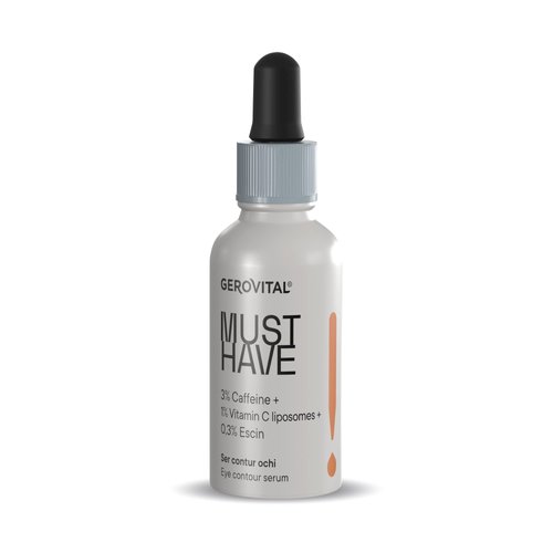 GEROVITAL MUST HAVE Eye Contour Serum with Caffeine and Liposomal Vitamin C, Reduces Dark Circles and Wrinkles, Smooth Fine Lines, Hydrating Eye Area, 30 ml