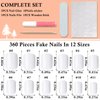 LoveOurHome Square Press-On Nails, 360pcs, Short, White, ABS, Full Cover, Glossy, False Nails & Glue for Women/Girls