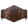 HiiFeuer Viking Embossed Waist Armor, Norse Faux Leather Wide Belt, Medieval Knight Corset Belt for LARP Costume (Brown B)
