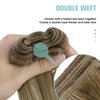 YoungSee 100G 14inch Weft Hair Extensions Balayage Sew in Hair Extensions Medium Brown Fading to Brown Mix Platinum Straight Weft Extensions Human Hair Balayage Hair Weft Extensions for Short 14Inch